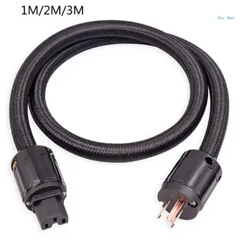 Audiophile HiFi 12AWG захранващ кабел 3-Prong US Plug 125V / 15A за усилвател на субуфер HDTV Highend плетен захранващ кабел