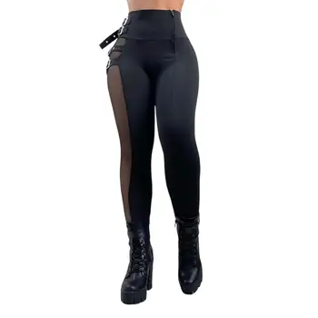 Hollow Out Trendy Lady Sexy Leggings Pencil Trousers Soft Women Tight Trousers High Waist for Daily Wear