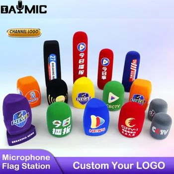 Long Triangle Mic Fla Station Персонализирайте логото си Добро качество Печат-лого-микрофон-пяна микрофон капак предно стъкло