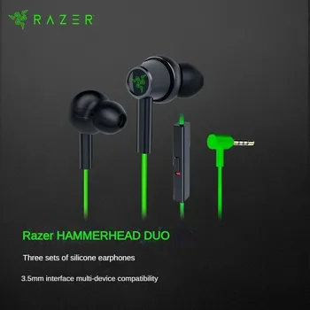 Razer HAMMERHEAD DUO Двуядрени слушалки за игри в ушите Стерео музика Спортни слушалки 3.5mm кабелни слушалки с микрофон слушалки