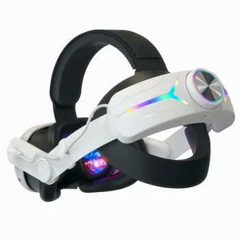 RGB VR очила лента за глава удобна регулируема VR подмяна елитна каишка Намаляване на налягането с 8000mAh батерия за Meta Quest 3