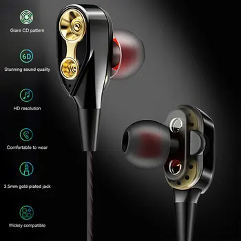 Кабелни слушалки с микрофон 3.5mm слушалки за поставяне в ушите / слушалки с дълбок бас