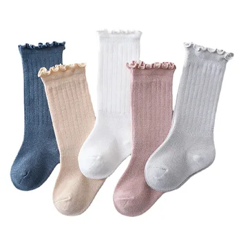 0-3 години Бебешки чорапи за коляното Чист памук Дишаща Несвиващо се бебе момче Бебе Момиче Чорапи Аксесоари за новородени Нагреватели за крака