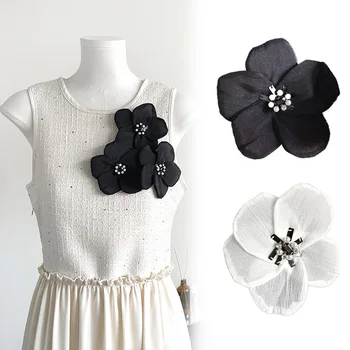 1/2Pcs 3D органза цветя лепенки апликация за шиене на дрехи декоративни ръчно изработени DIY облекло Аксесоари за шевни консумативи