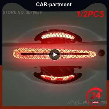 1/2PCS кола отразяващ стикер рефлектор Предупреждение за калник броня лента врата дръжка купа капак кола екстериор аксесоари комплект AA