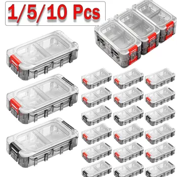 1/5/10Pcs Разширяема кутия за риболовни принадлежности Водоустойчива кутия за инструменти Двустранна риболовна кука контейнери за съхранение Калъф за организатор на шаран