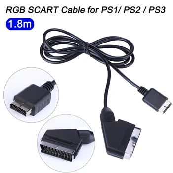 1.8m TV AV връзка игра кабел за PS1 PS2 PS3 видео игра игра конзола кабелна линия за Sony плейстейшън конзола RGB SCART кабел