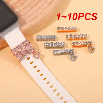 1 ~ 10PCS вълна сърце пръстен комплект за часовник силиконови меки спортни каишка чар за Iwatch стъд декорация бижута сексапил за
