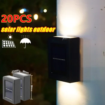  1 ~ 20pcs слънчева стенна лампа външна водоустойчива LED топла светлина нагоре и надолу светлинна декорация за домашна градина балкон двор улица