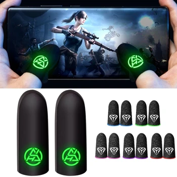 1 чифт чувствителен сензорен екран палеца ръкав дишаща пот доказателство светещ пръст палеца ръкав ръкавици против хлъзгане за PUBG Mobile