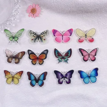 10 броя Пеперуда Акрилна висулка чар бял фин прах мода висулка DIY Обеци Аксесоари за бижута