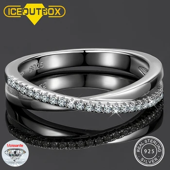 100% 925 стерлинги сребърни сватбени пръстени за жени искри създадени Moissanite скъпоценни камъни диаманти годежни фини сватбени бижута