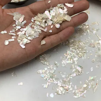 100g/lot Натурален бял цвят Натрошен Седеф черупка за DIY бижута Майка перла черупка Отпадъци за фалшиви нокти