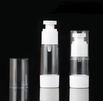 100pcs 15ml 30ml 50ml 100ml пластмасова бутилка за многократна употреба за пътуване прозрачна безвъздушна помпа парфюм течна вакуумна крем бутилка SN508