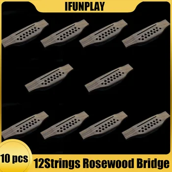 10Pcs Rosewood мост за 12 струнни акустични аксесоари за китара Подмяна на части