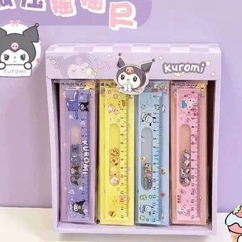 10pcs Sanrio декомпресия разклащане владетел 15 см Kawaii Kuromi Hello Kitty Pachacco студент 15 см пластмасови владетел канцеларски подарък