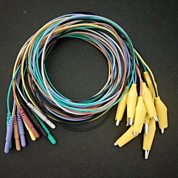 10pcs Многоцветен кабел EEG/ECG/EKG Din 1.5mm женски щепсел за сън мозъчен ЕЕГ кабел, 1.5m Student тествайте кабела на клиповия електрод