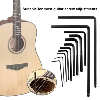 11Pcs/Set Полезен компактен гаечен ключ за регулиране на китара L-образен високоякостен китарен прът стоманен шестоъгълен гаечен ключ