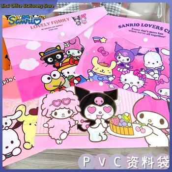 12-24pcs Sanrio Melody Kuromi Cinnamoroll карикатура аниме сладък водоустойчив Pvc папка A4 ключалката информация чанта файл съхранение чанта