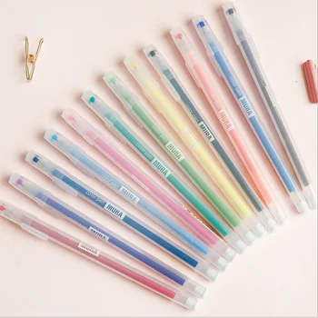 12PCS цветни гел писалки комплект училище синьо 0.5MM химикалка за вестник сладък стационарни консумативи