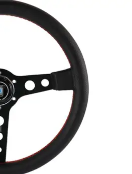 14inch Черен олекотен волан от естествена кожа Drift Sport SteeringWheel