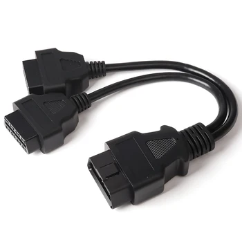 16Pin OBD2 OBD II удължителен конектор кабел 30cm 16Pin мъжки към двоен женски Y сплитер удължителен кабел за кола диагностичен кабел