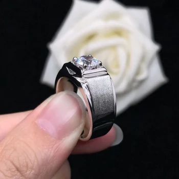1CT Moissanite диамантени годежни пръстени за мъж D цвят твърда платина PT950 изявление мъжки пръстен ценен подарък за дама