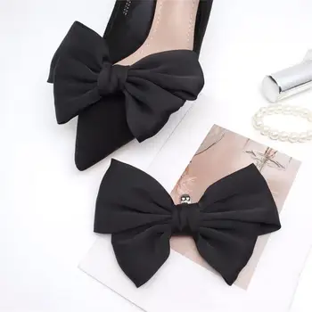 1Pair елегантен Bowknot обувки катарама за жени плътен цвят точки обувки клипове сватбено парти обувки декорация аксесоари за обувки