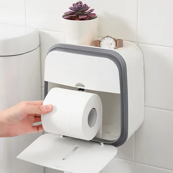 1Pc Държач за хартия Водоустойчива стена Държач за тоалетна хартия Рафт Творческа тава Кутия за тъкани Кутия за съхранение на хартиена тръба за кухня за баня