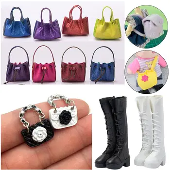 1PC мини кукла чанта дама кожена чанта чанта кукла ботуши мода дрехи аксесоари кукла миниатюрни декор детски играчки