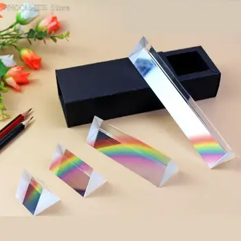 1pc Триъгълна призма Rainbow Prisma кристално стъкло Фотографска призма Цветни призми Физика Детски светлинен експеримент