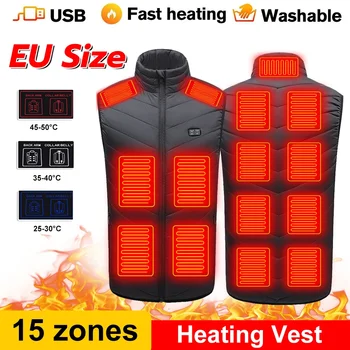 1Pcs 15 зони за отопление Отопляеми жилетка яке за мъже жени USB инфрачервена зимна топла жилетка жилетка за езда на открито