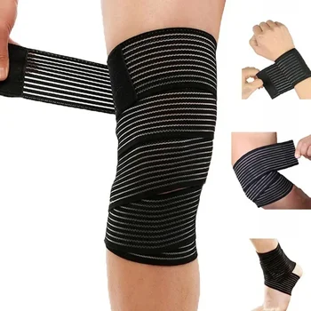 1PCS вдигане на тежести еластична превръзка крак компресия теле коляното подкрепа лента обвивка лента подкрепа спортна безопасност