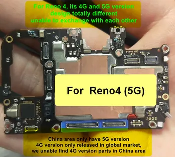 1pcs За OPPO Reno 4 Reno4 5G дънна платка дънна платка 8G RAM 128G 256G ROM логическа платка NOT Fit с 4G версия хардуер различен
