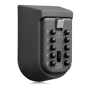 1Set Key Lock Box 10-цифрена комбинация Lockbox бутон ключ кутия за външна стена Mount за дома тъмно сиво