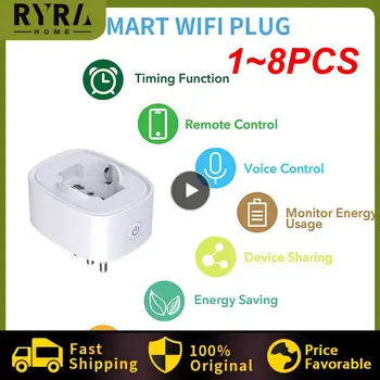 1~8PCS Tuya Smart Socket 16A WiFi Италия Plug Power Monitor Timing Функция за интелигентен живот APP контролен контакт с Alexa