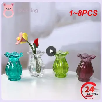 1~8PCS симулация стъкло дантела ваза модел кукла къща миниатюрни мини хол декор миниатюрни цвете ваза кукла къща аксесоари