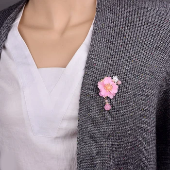 1бр жени елегантен корсаж темперамент личност розово цвете брошка щифтове ретро пуловер декор аксесоари момиче подарък