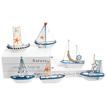 1бр Морски морски творчески платноходка режим стая декорация фигурки миниатюри средиземноморски стил кораб малка лодка орнаменти