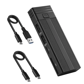 2 В 1 Тип C До M.2 NGFF NVME Към USB3.0 3.2 10G SSD корпус Solid State Drive Box + HUB
