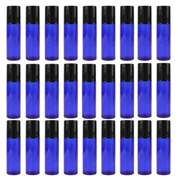 20/30/50pcs 10ml Сини празни бутилки за многократна употреба за етерични масла Дезодорантни контейнери с ролкова топка от неръждаема стомана
