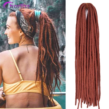 20 инчов двоен край Dreadlocks Разширения за коса Синтетично плетене на една кука Плетене на коса Цвят на косата Dread Locs Рокендрол хипи за афро жени
