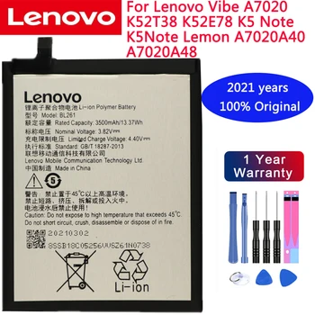 2021 години 100% оригинален BL261 за Lenovo Vibe A7020 K52T38 K52E78 K5 Забележка K5Note Лимон A7020A40 A7020A48 батерия + безплатни инструменти