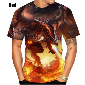 2022 Мода мъжки 3D дракон отпечатан случайни тениска Мек и удобен уличен мъжки красив топ