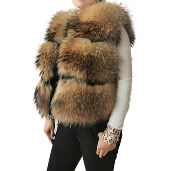 2022 Ново истинско кожено палто Дамска мода Естествена миеща мечка кожа висока талия жилетка луксозна зима топло късо яке без ръкави V50