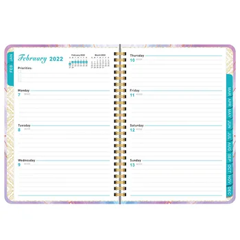 2022 Планировчик на бележници,Календарен дневник,Дневен седмичен месечен дневен ред: График за планиране Управляван спирален бележник,8.5