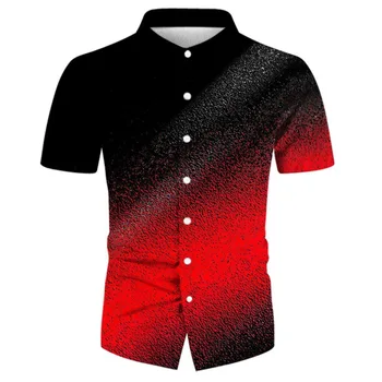 2023 гореща мъжка тънка свободна къс ръкав мъжка мода Градиентна серия тийнейджъри 3D отпечатана кръгла яка риза голяма