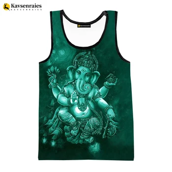 2023 Модерен Ganesh жилетка слон начело индуизъм Бог Ганеша 3D отпечатани потници Мъже Жени Улично облекло Извънгабаритни върхове без ръкави