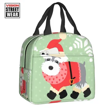 2023 Нов миниатюрен шнауцер Коледни изолирани чанти за обяд за пикник на открито Сладко куче охладител термична кутия за обяд жени деца
