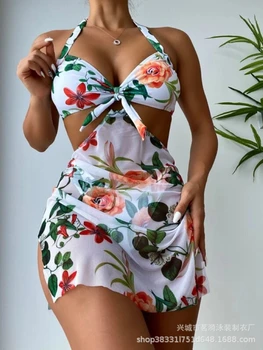 2023 Нов секси триъгълник бански костюм за жени бразилски оглавник бански бутащи нагоре бански метална верига плаж бикини комплект